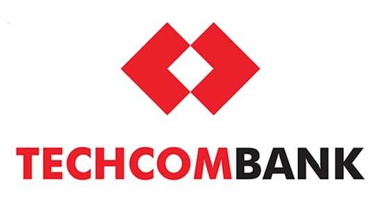  logo của Techcombank gồm ba màu chính là đỏ, trắng và đen