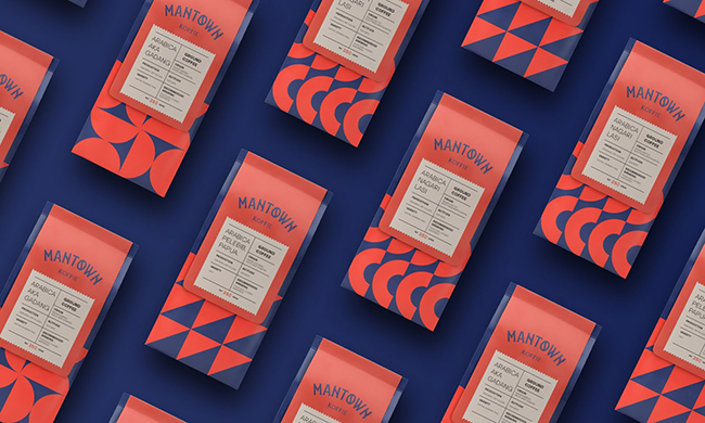 Khám phá thiết kế bộ nhận thương hiệu hình học ấn tượng của ManTown Koffie