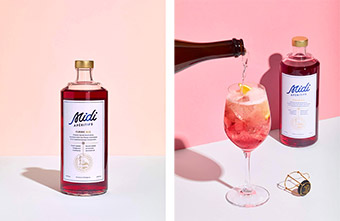 Mẫu thiết kế bao bì rượu hồng Midi Apéritifs lãng mạn